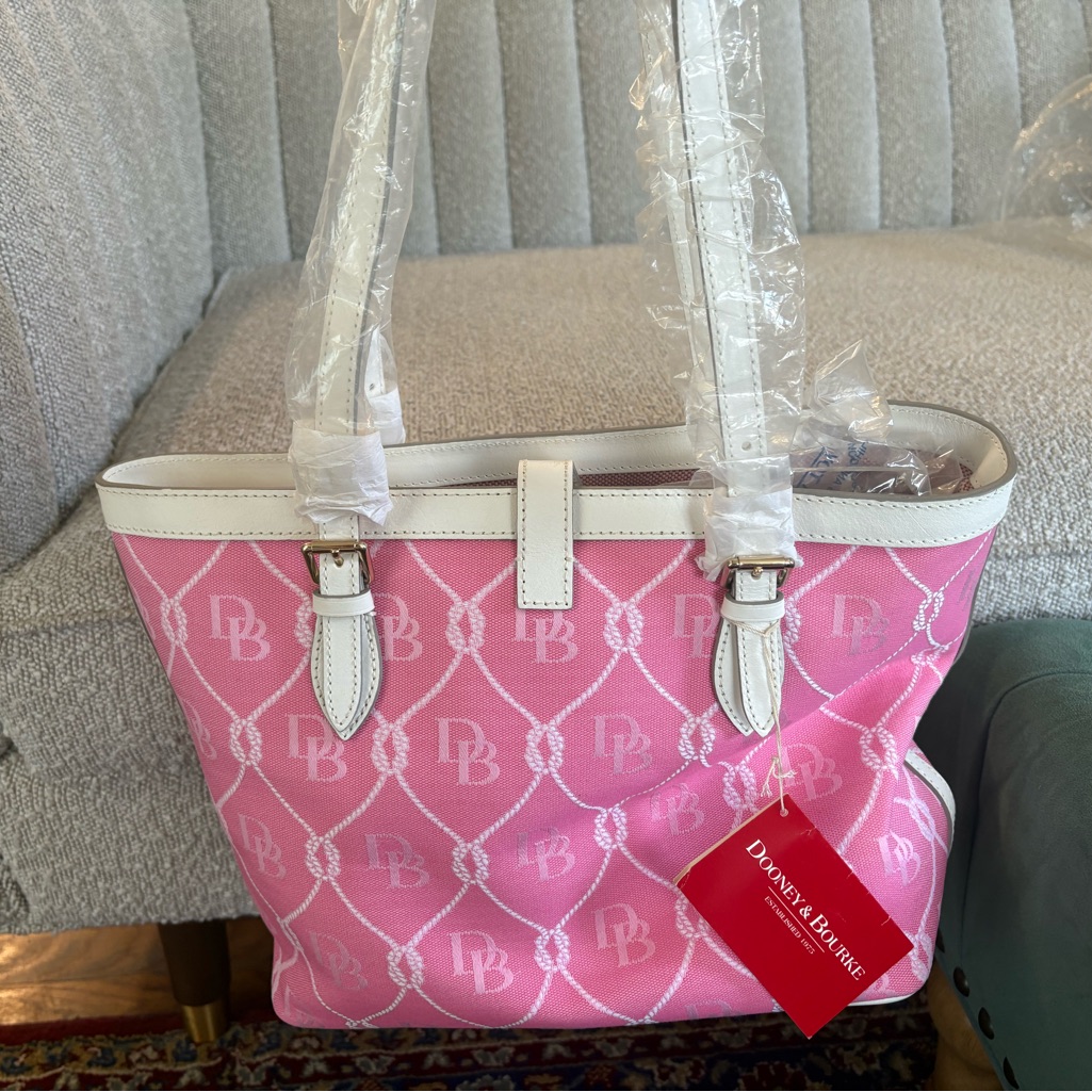 Brand New Dooney  Bourke Pink And White Tote